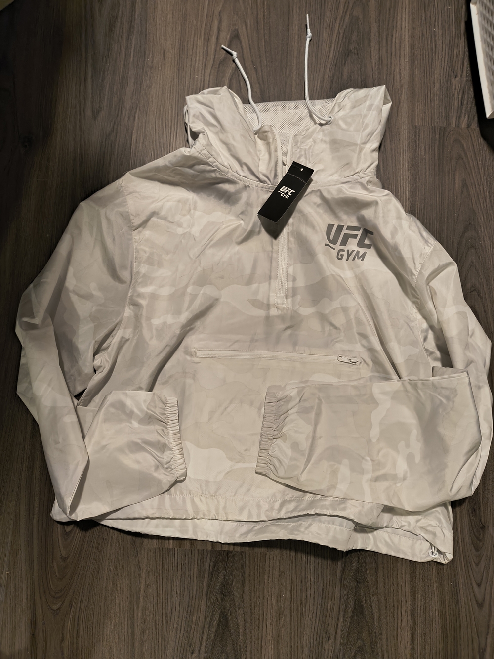 UFC Gray White Camo Hooded Windbreaker Anorak